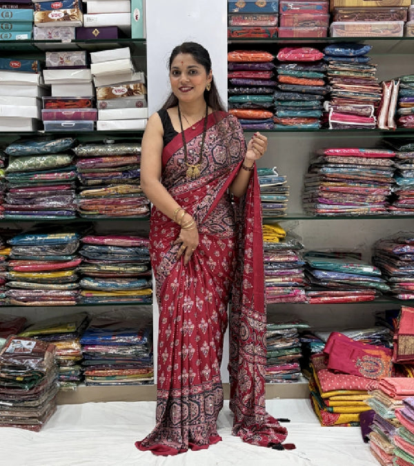 Ajrak mirror saree S050