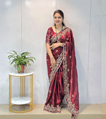 Maroon Designer Saree S003