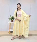 Premium Mul-Chanderi Designer Yellow Dress