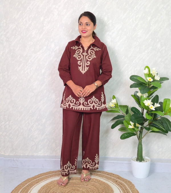 Maroon Short Co-ord Set C013