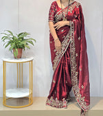 Maroon Designer Saree S003