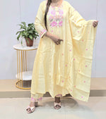 Premium Mul-Chanderi Designer Yellow Dress