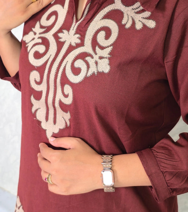 Maroon Short Co-ord Set C013