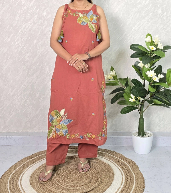 Rust Embroidery Co-ord Set C004