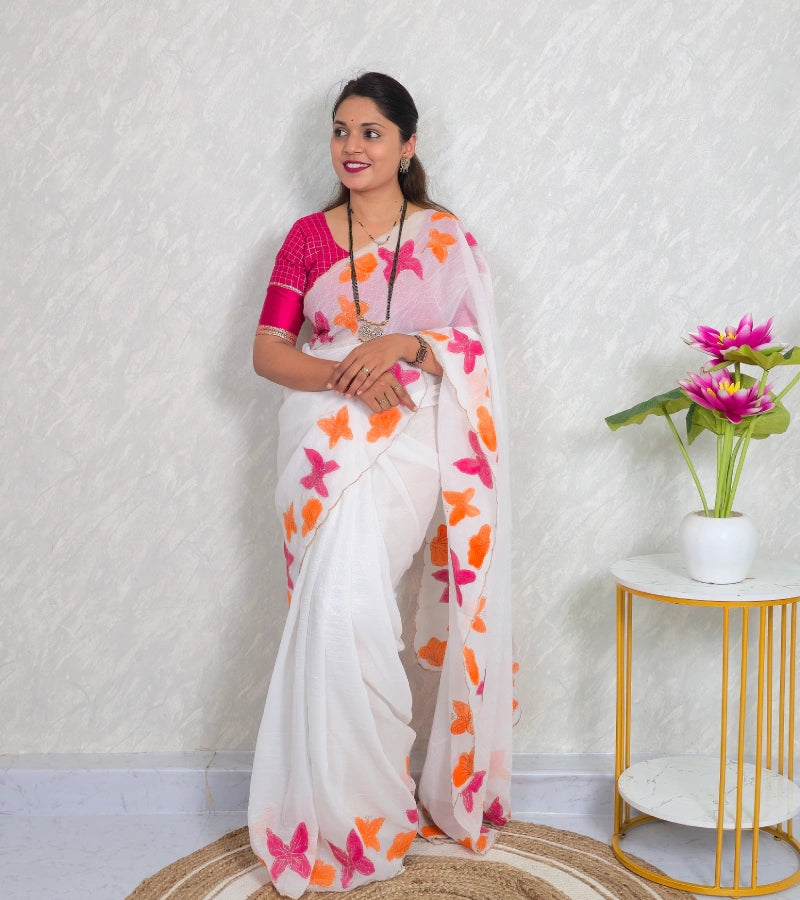 White Butterfly Saree S008