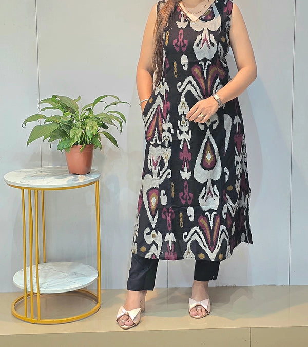 Ikkat Print Cordset Black