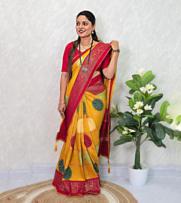 Crush bandhej saree S014